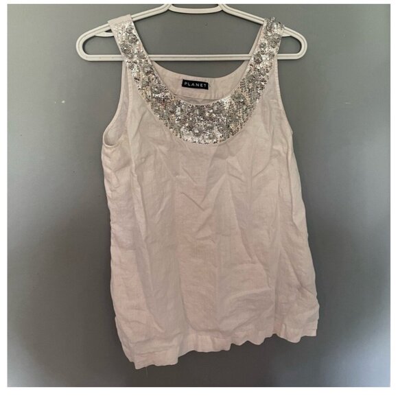 Planet Vintage UK Brand Linen Sleeveless Blouse – Women's Summer Top - Picture 1 of 4
